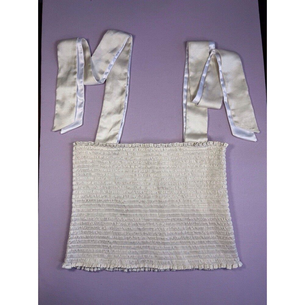 KOCH Size Medium • Cece Shirred Tie Top - Solid Cream. EUC USA